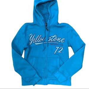 YELLOWSTONE National park turquoise zip up hoodie women’s small